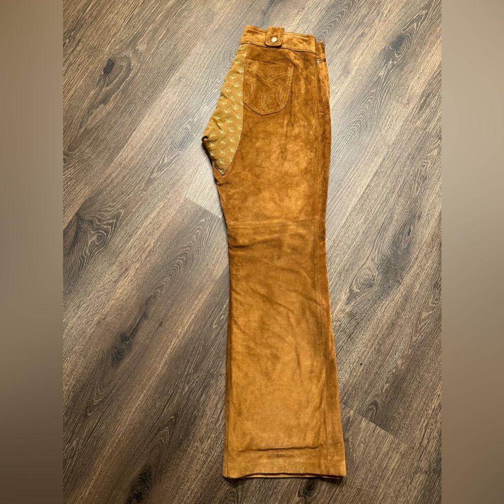 Vintage 1970s early 1980s Darnier bell bottom leather pants - Picture 4 of 17